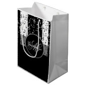Monogram zwart-wit muziekstripes Gift Bag 4 Medium Cadeauzakje (Voorkant Gekanteld)