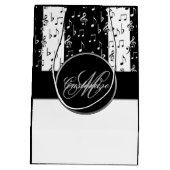 Monogram zwart-wit muziekstripes Gift Bag 6 Medium Cadeauzakje (Achterkant)