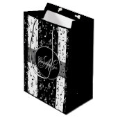 Monogram zwart-wit muziekstripes Gift Bag Medium Cadeauzakje (Voorkant Gekanteld)