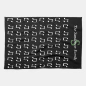 Monogram Zwart Wit Muzikale Nota Muziek Theedoek (Horizontaal)