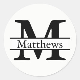 Monogram Zwart-wit Naam - Circle Sticker