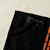 Monogram zwart wit Oranje gestreept patroon Strandlaken (In situ)