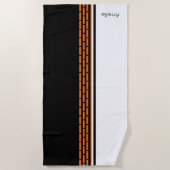 Monogram zwart wit Oranje gestreept patroon Strandlaken (Voorkant)