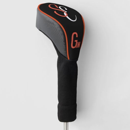 Monogram Zwart Wit Oranje Gw Golfheadcover (Schuin)
