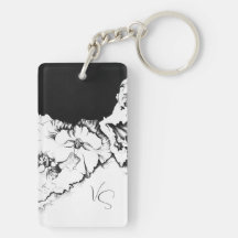 Monogram Zwart & Wit Originele Stipple Kunst Bloem