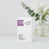 Monogram Zwart wit Paars Visitekaartje (Staand voorkant)