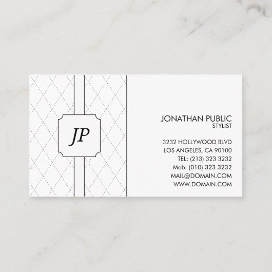 Monogram zwart-wit patroon visitekaartje (Achterkant)