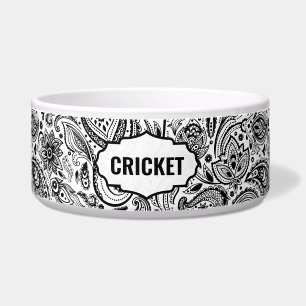 Monogram zwart-wit patroonpatroon voerbakje