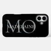 Monogram Zwart Wit Persoonlijk Case-Mate iPhone Case (Achterkant (horizontaal))