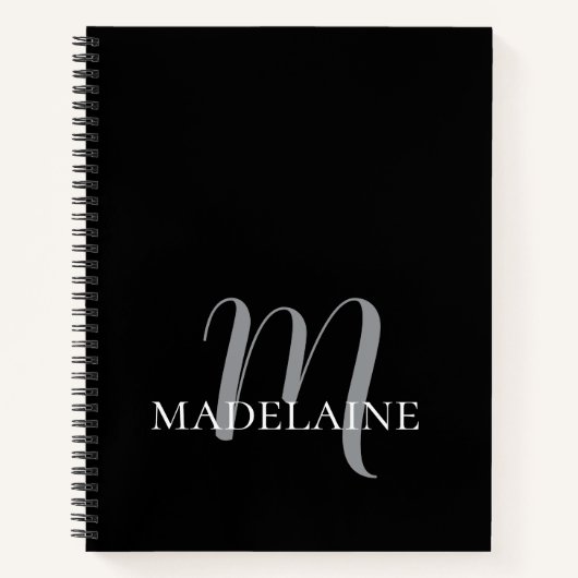 Monogram Zwart Wit Persoonlijk Notitieboek (Voorkant)