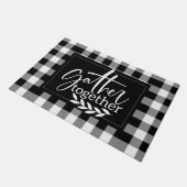 Monogram Zwart-wit Plaid Quote Welkom Deurmat (Schuin)