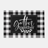 Monogram Zwart-wit Plaid Quote Welkom Deurmat (Voorkant)