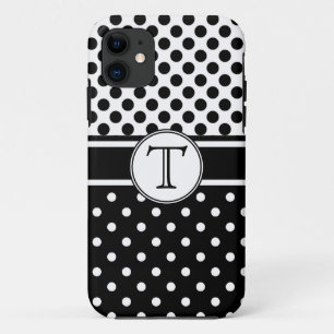 Monogram zwart-wit poladopatroonmonogram splitsen Case-Mate iPhone case