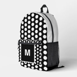 Monogram zwart wit polka stippen bedrukte rugzak
