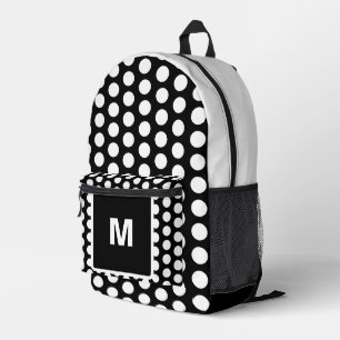 Monogram zwart wit polka stippen bedrukte rugzak