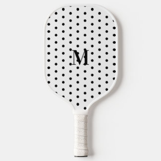 Monogram zwart-wit polka stippenpatroon  pickleball paddle