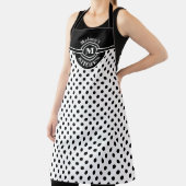 Monogram zwart-wit polkadot keuken schort (Insitu)