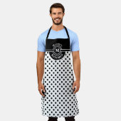 Monogram zwart-wit polkadot keuken schort (Gedragen)