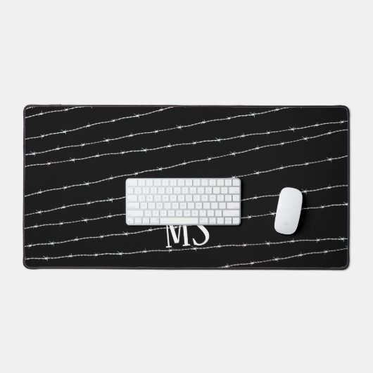 Monogram zwart-wit-prikkeldraad bureaumat (Keyboard & Muis)