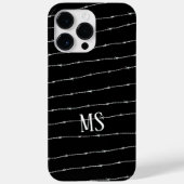 Monogram zwart-wit-prikkeldraad Case-Mate iPhone case (Achterkant)