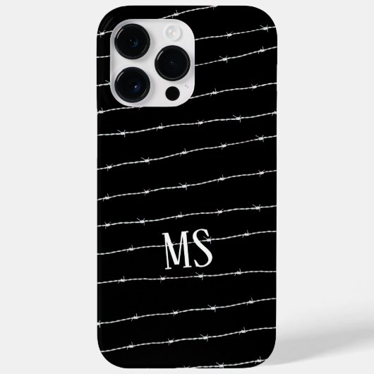 Monogram zwart-wit-prikkeldraad Case-Mate iPhone case (Achterkant)