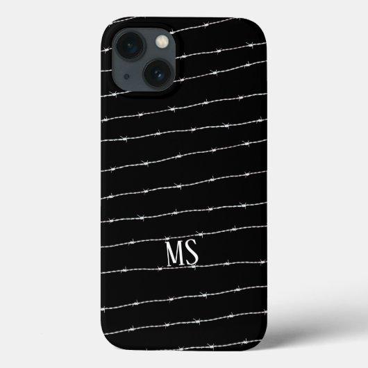 Monogram zwart-wit-prikkeldraad Case-Mate iPhone case (Achterkant)