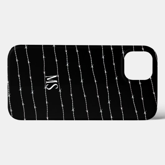 Monogram zwart-wit-prikkeldraad Case-Mate iPhone case (Achterkant (horizontaal))