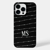 Monogram zwart-wit-prikkeldraad iPhone hoesje (Achterkant)
