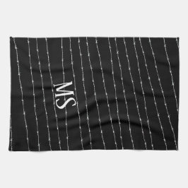 Monogram zwart-wit-prikkeldraad theedoek