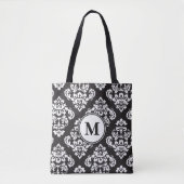 Monogram zwart-wit printerpatroon tote bag (Voorkant)