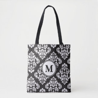 Monogram zwart-wit printerpatroon tote bag