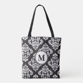 Monogram zwart-wit printerpatroon tote bag (Achterkant)