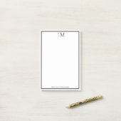Monogram Zwart Wit Professioneel Elegant Post-it® Notes (Op bureau)