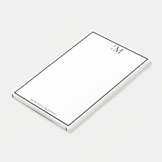 Monogram Zwart Wit Professioneel Elegant Post-it® Notes (Schuin)