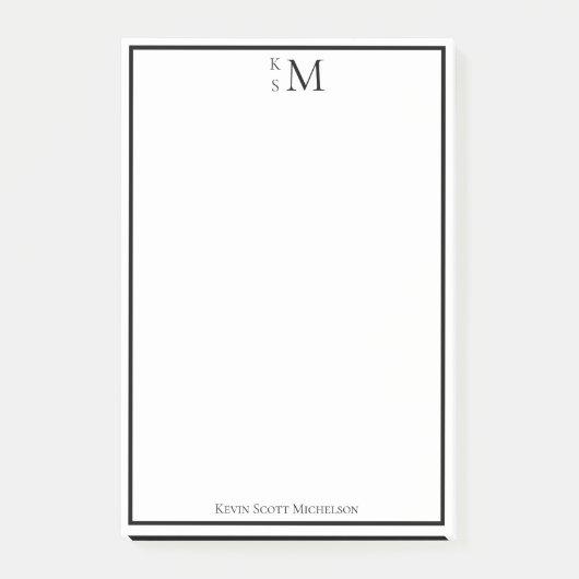 Monogram Zwart Wit Professioneel Elegant Post-it® Notes (Voorkant)