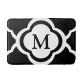  monogram zwart-wit Quatrefoil Badmat (Voorkant)