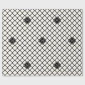 Monogram Zwart & Wit Quatrefoil Patroon Wedding Cadeaupapier (Vlak)