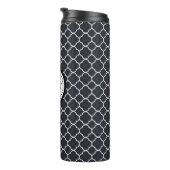Monogram zwart-wit Quatrefoil Thermosbeker (Geroteerd rechts)
