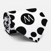 Monogram zwart-wit-ronde-ronde-schijfpatroon stropdas (Opgerold)