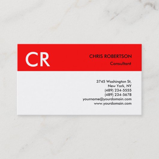 Monogram Zwart wit rood Visitekaartje (Voorkant)