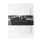 Monogram Zwart-wit Royal Swirl Uitnodigingen Wikkel (Voorkant Voorbeeld)
