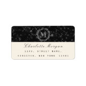 Monogram zwart wit RSVP romig ivoor Etiket (Voorkant)