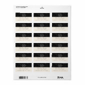 Monogram zwart wit RSVP romig ivoor Etiket (Full Sheet)