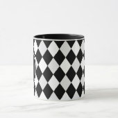 Monogram zwart-wit ruitpatroon harlekijn mok (Midden)