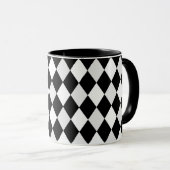 Monogram zwart-wit ruitpatroon harlekijn mok (Voorkant rechts)