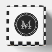 Monogram zwart wit schaakbordpatroon bedankdoosjes (Bovenkant)