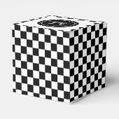 Monogram zwart wit schaakbordpatroon bedankdoosjes (Achterkant)