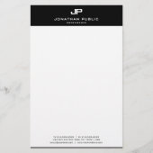 Monogram Zwart-wit Sjabloon Modern Elegant Briefpapier (Voorkant)