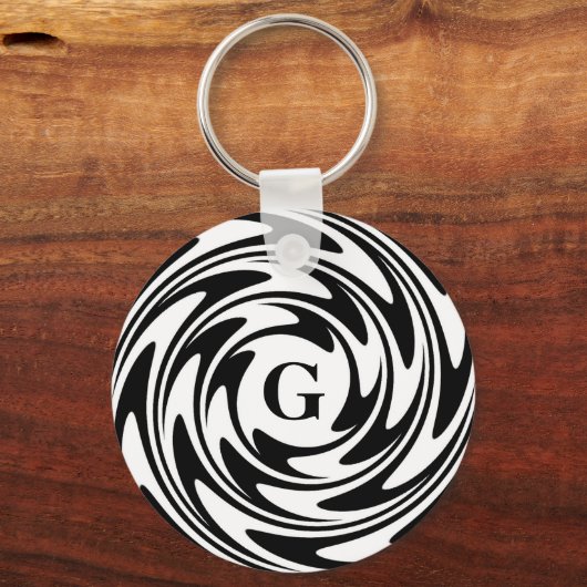 Monogram zwart-wit sleutelhanger (Voorkant)