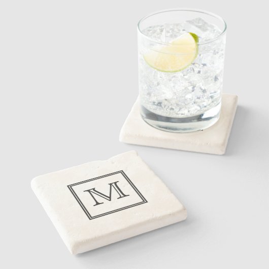 Monogram zwart-wit stenen onderzetter (Zijkant)
